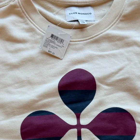 Club Monaco Monaco Graphic Sweatshirt Cream Women’s L / Men’s M Unisex NWT - Picture 7 of 10